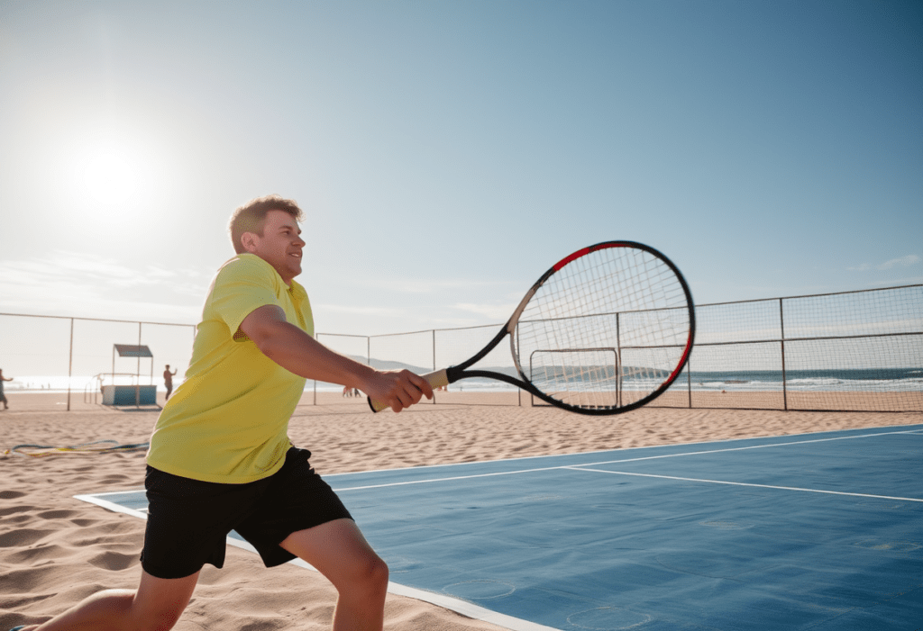 Beach Tennis am Strand bei gutem Wetter