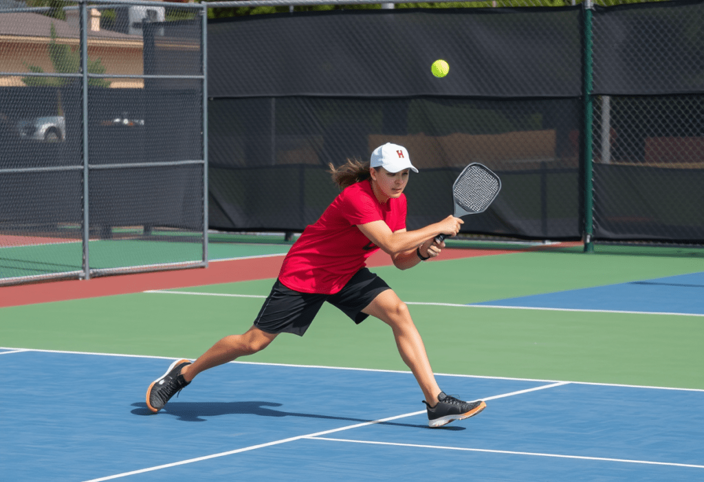Frau beim Pickleball Spiel