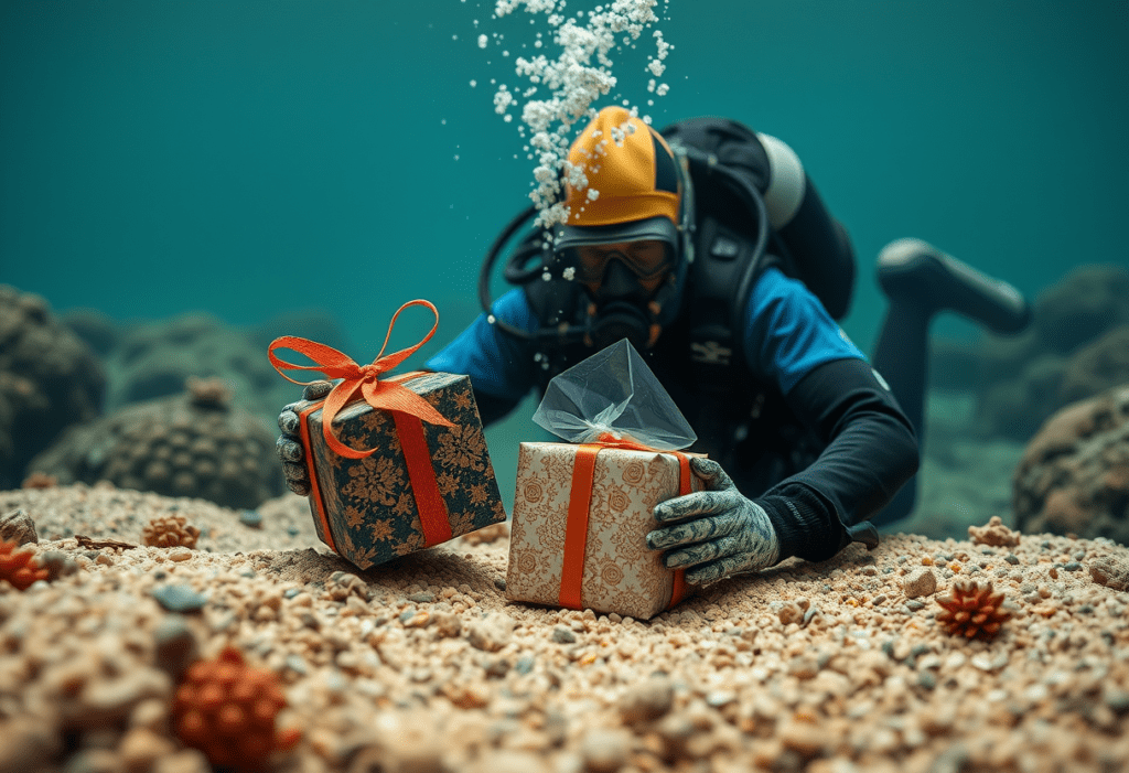 Geschenke für Taucher auf dem Meeresboden